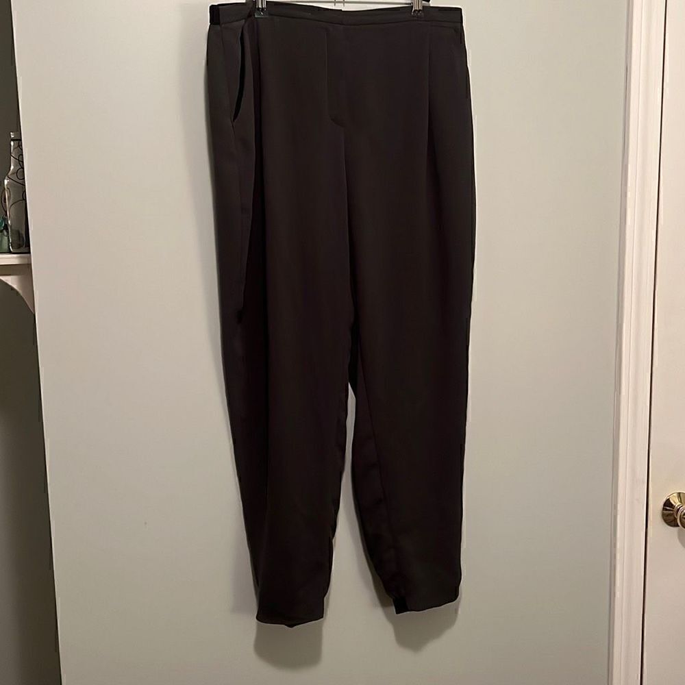 Tahari Women's Gray Haze High Rise Pleated Front Tapered Cuff Petar Pants Sz 14